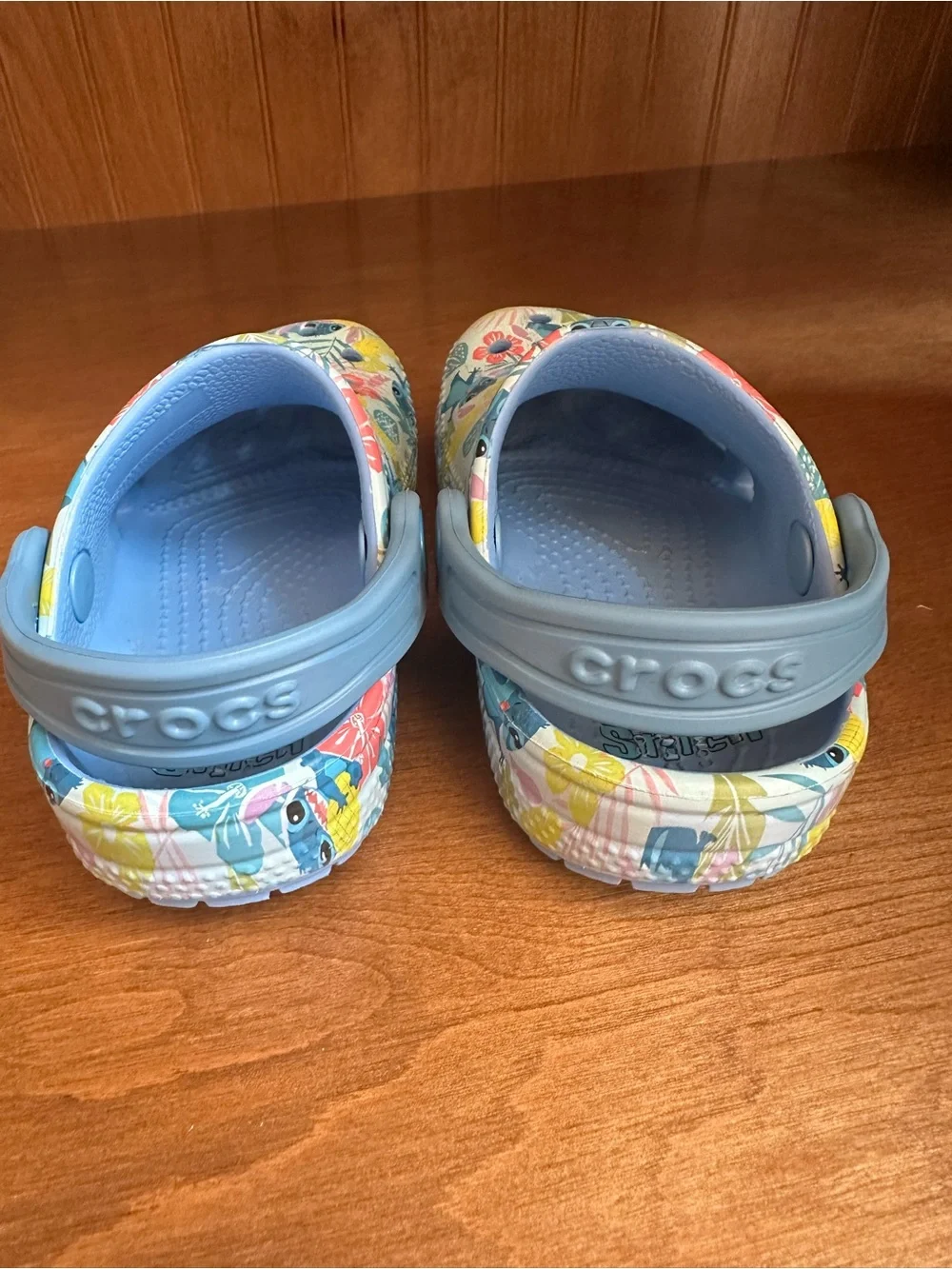 Crocs Disney Blue Floral Stitch Slip-On Clog Sandals Size 7 (Toddler)